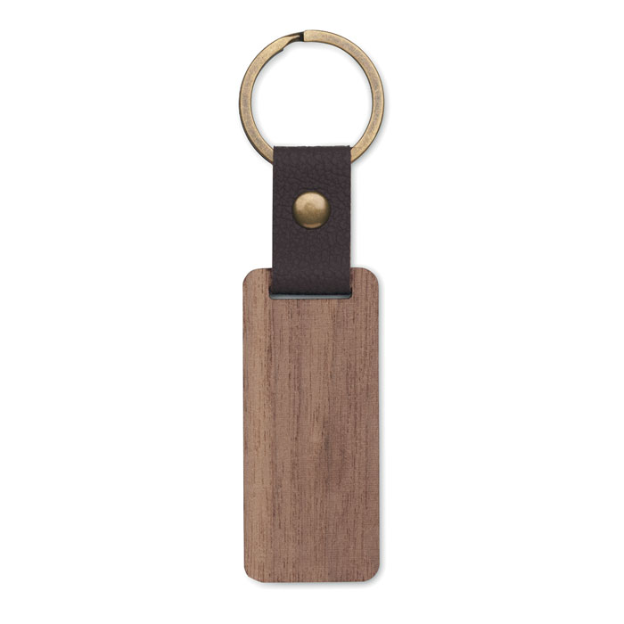 Key Ring In Walnut And Pu