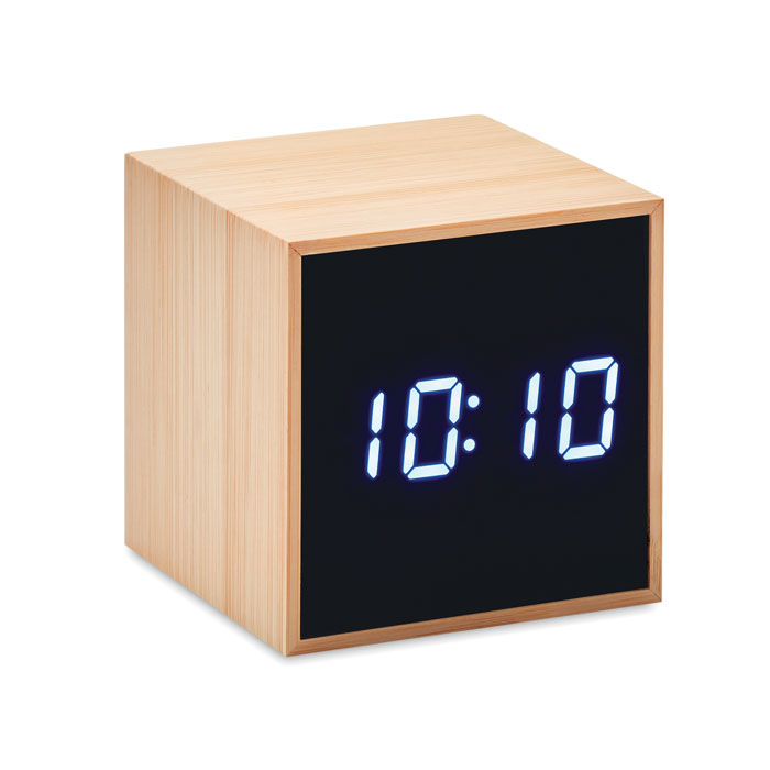 Led Alarm Clock Bamboo Casing