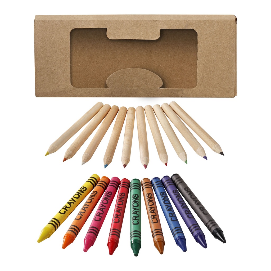Lucky 19-piece coloured pencil and crayon set
