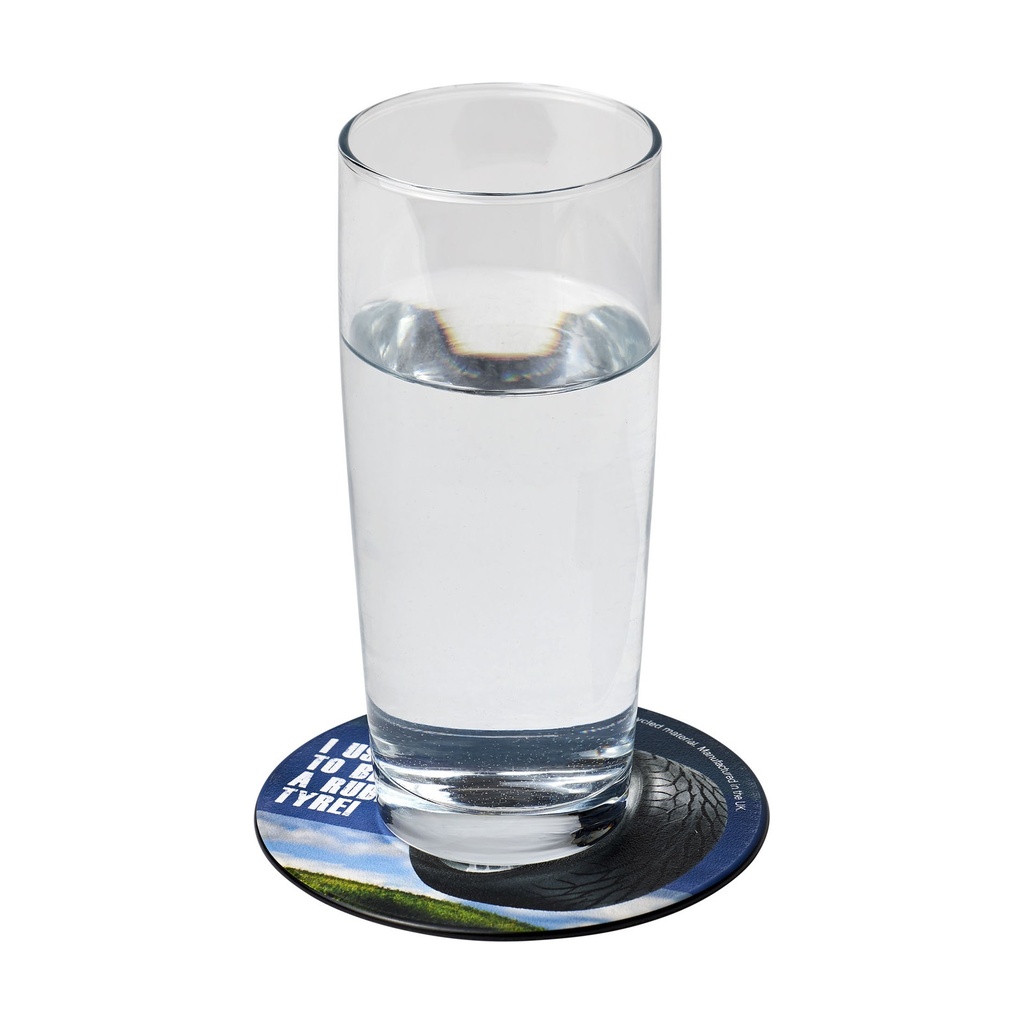 Brite-Mat® round coaster with tyre material
