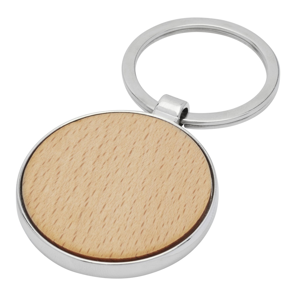 Moreno beech wood round keychain