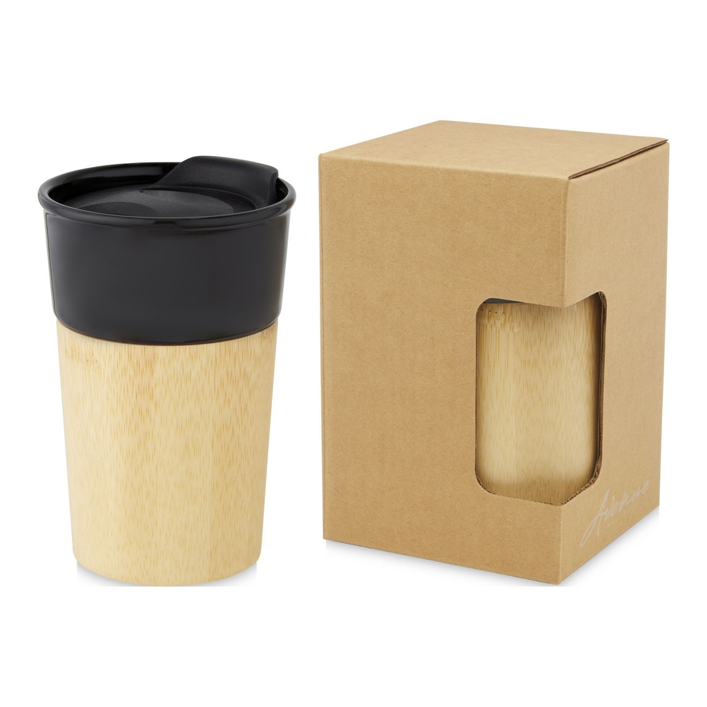 Pereira 320 ml porcelain mug with bamboo outer wall