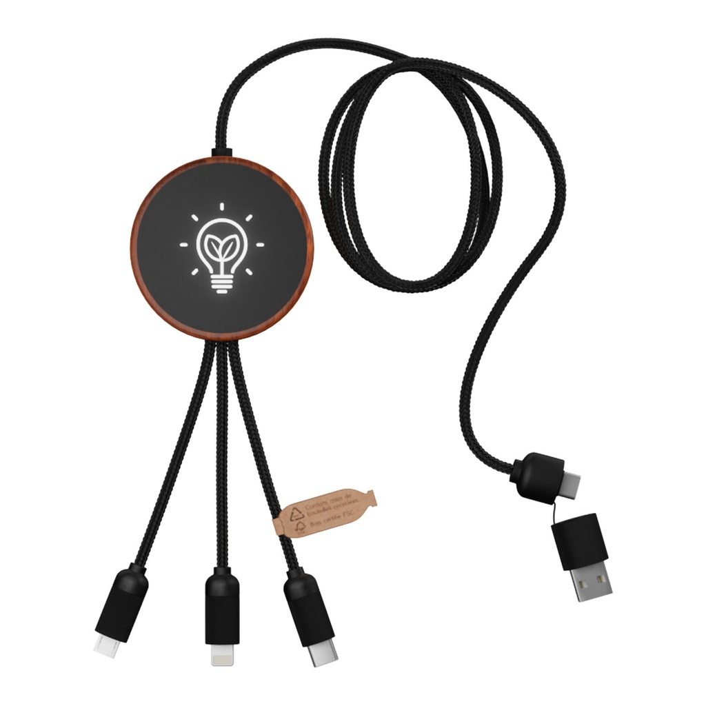 SCX.design C40 5-in-1 rPET light-up logo charging cable and 10W charging pad