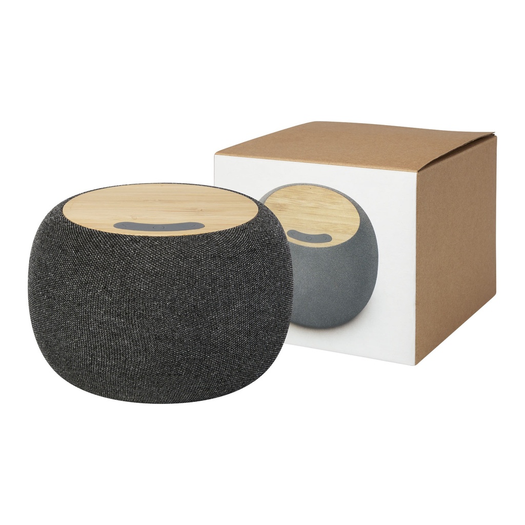 Ecofiber bamboo/RPET Bluetooth® speaker and wireless charging pad