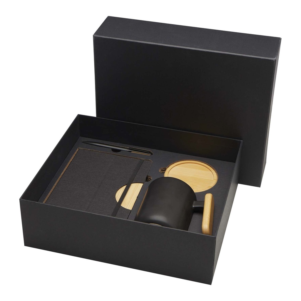 Laura A5 hard cover notebook and ballpoint pen gift set (black ink)