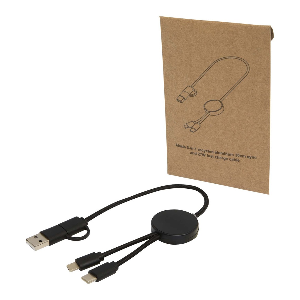 Citala 5-in-1 recycled plastic 30 cm data sync and 27W fast charge cable