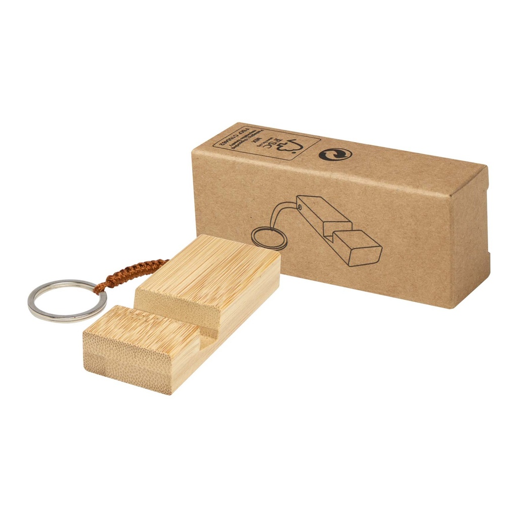 Bosona bamboo phone holder with keychain