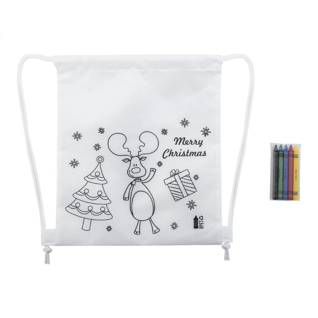 Colouring Christmas Drawstring Bag