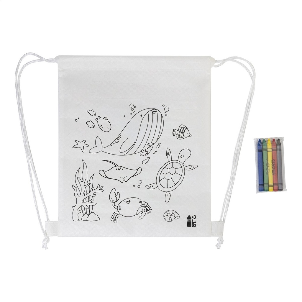 RPET Colouring Drawstring Bag, Animals
