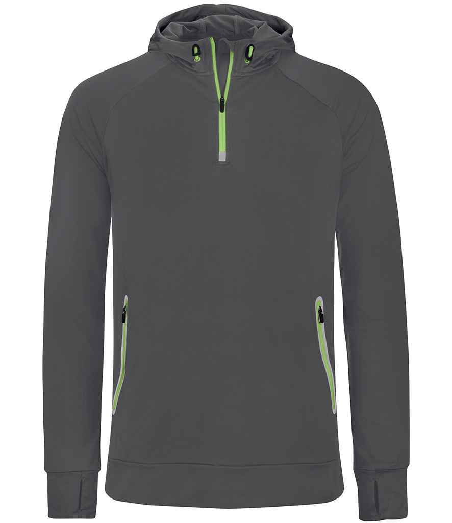 Proact Zip Neck Hooded Sweatshirt