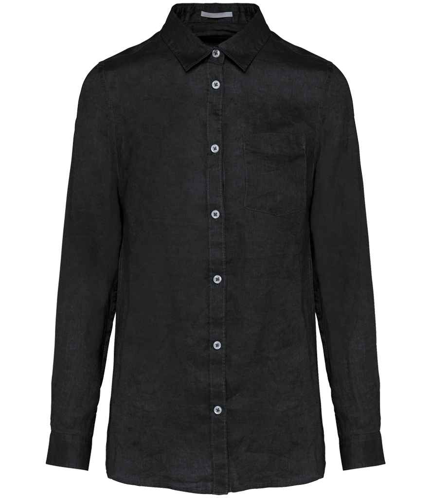 Spasso Ladies Long Sleeve Linen Shirt