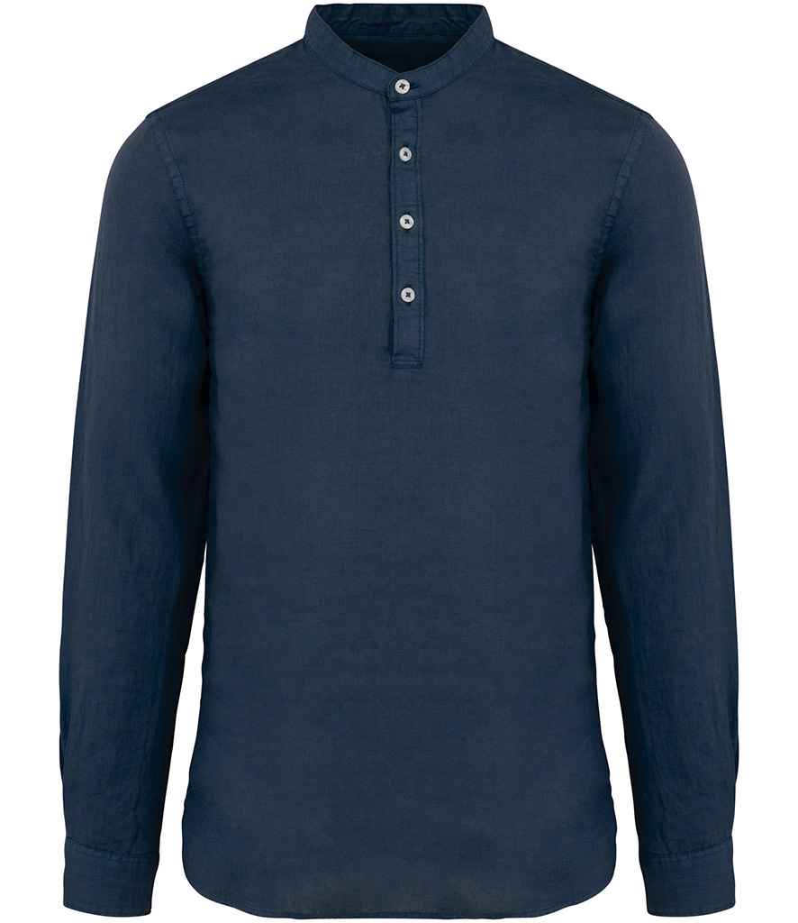 Spasso Washed Mao Collar Shirt