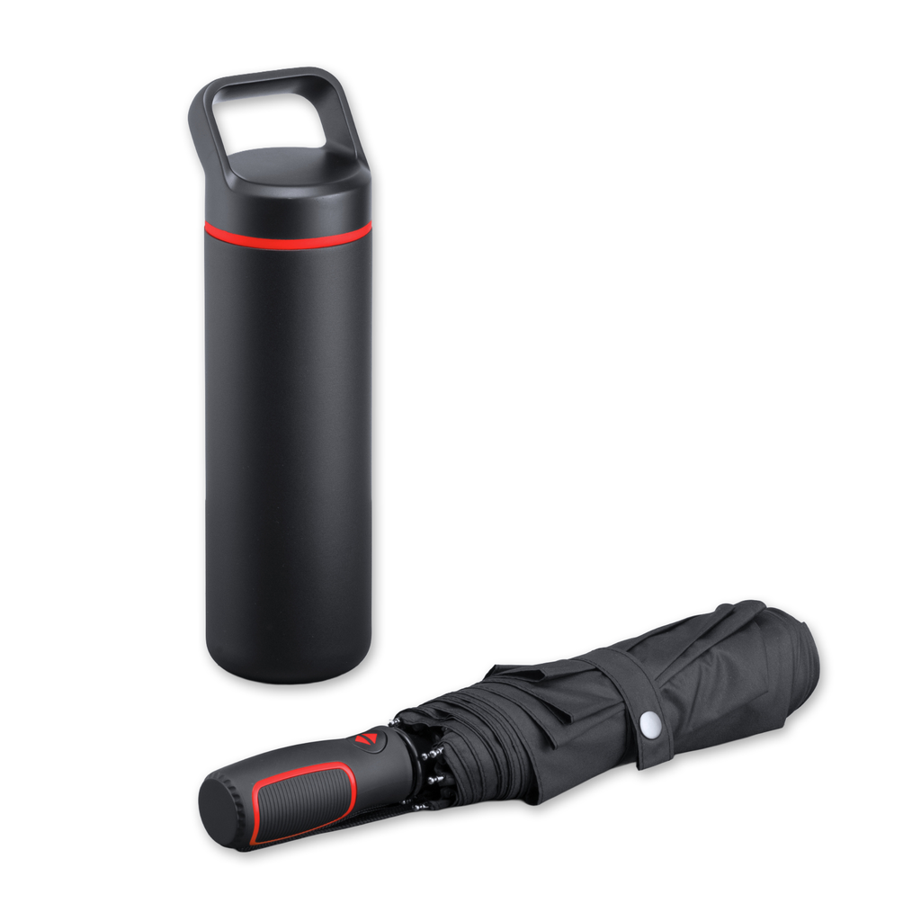 Outdoor Set: steel water bottle 650 ml & automatic umbrella