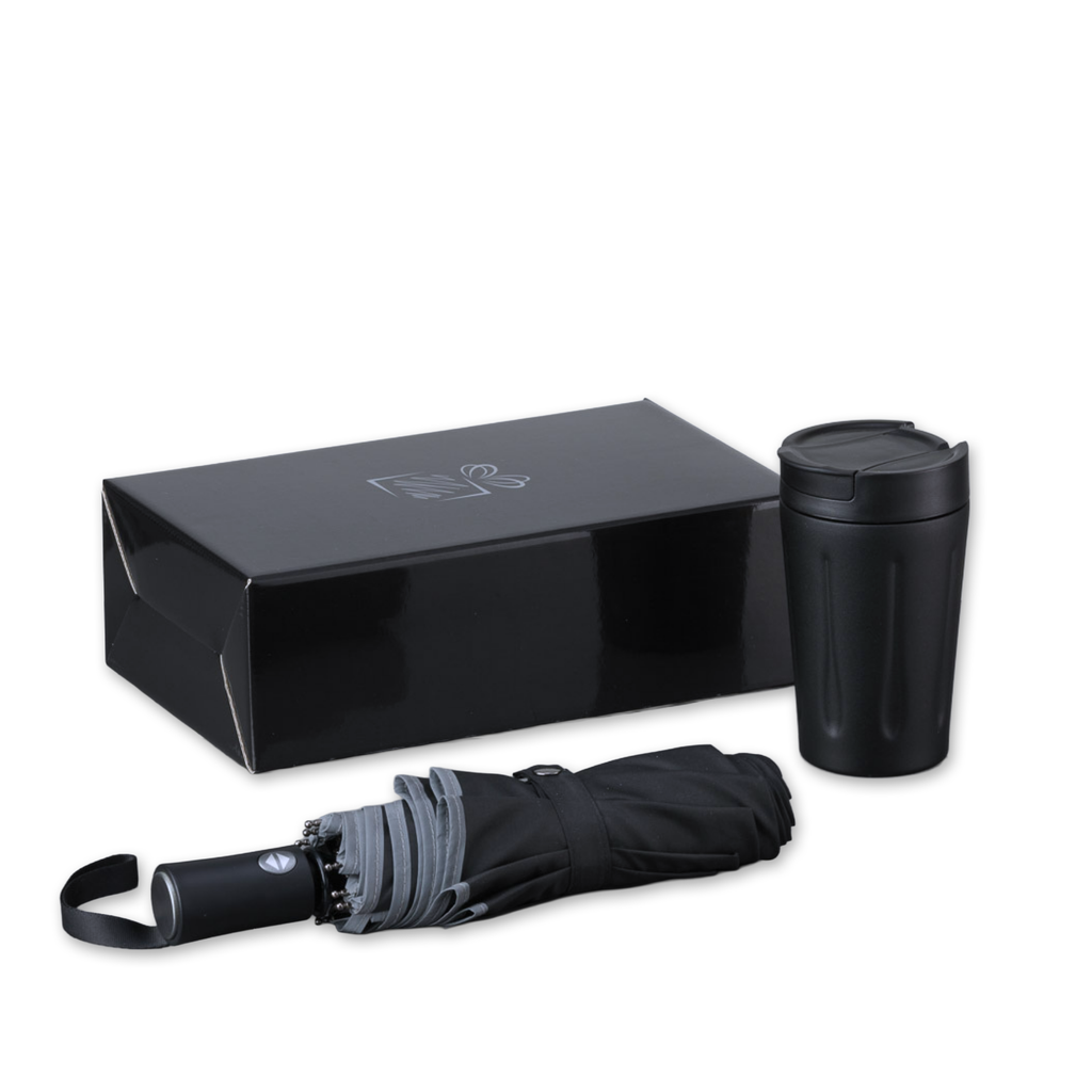 Travel set: thermal mug 350 ml & automatic umbrella