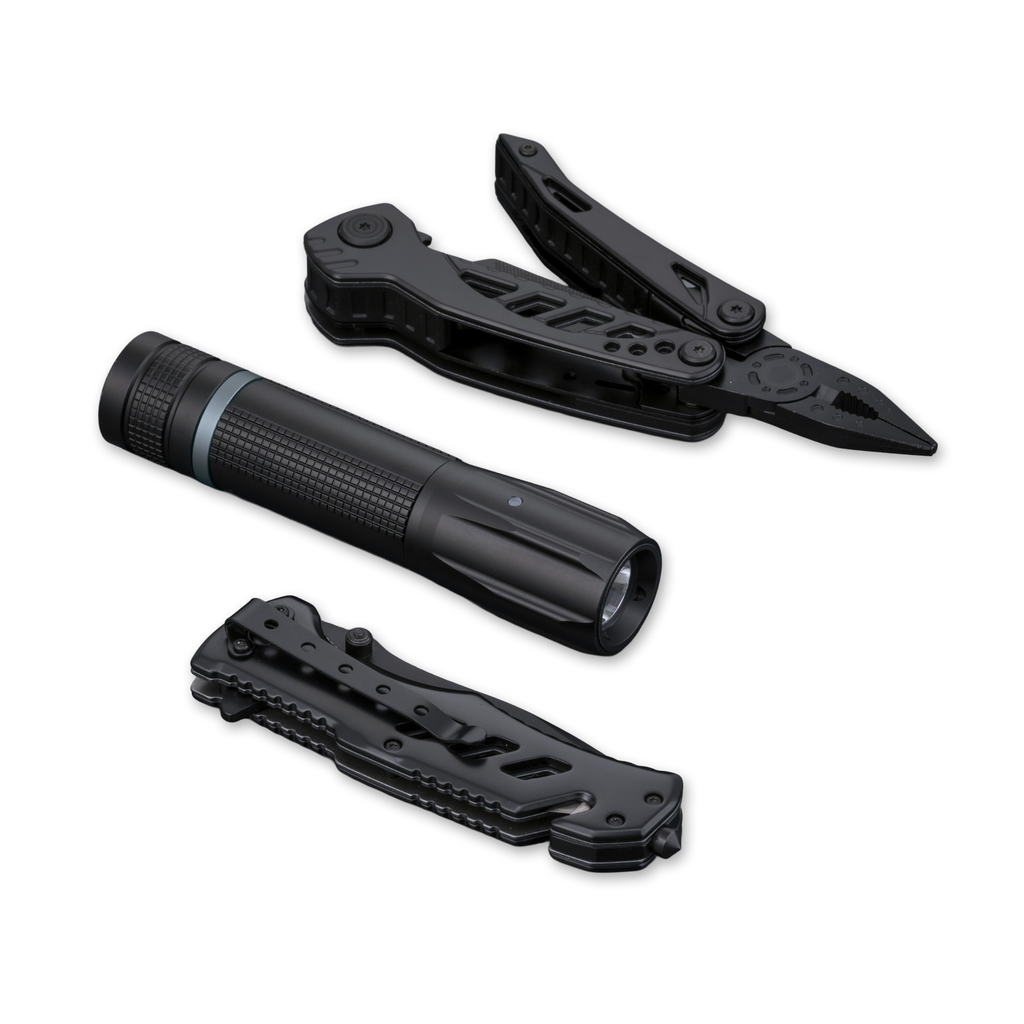 Optima Multiset: multitool, rescue knife & small flashlight