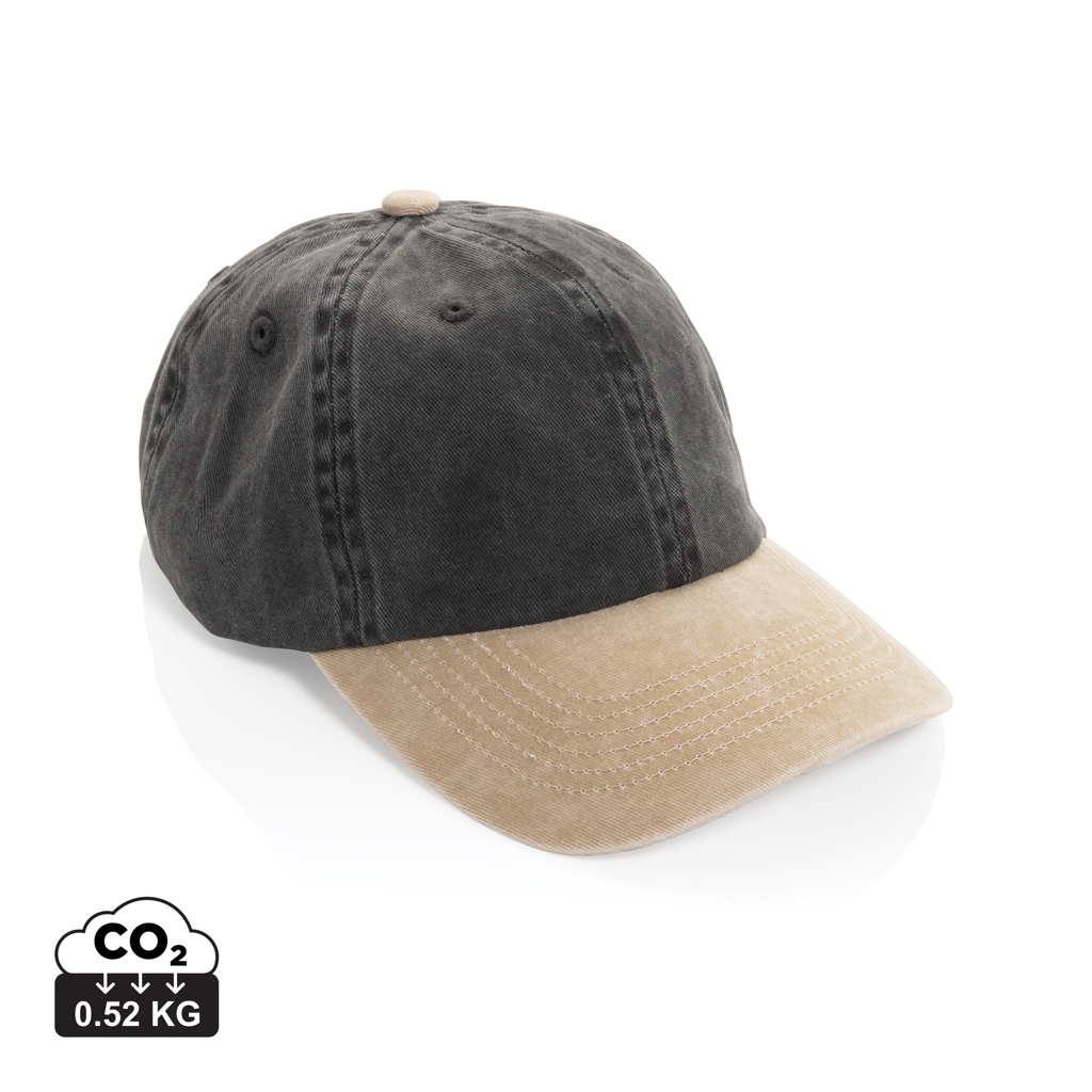 BEAU AWARE™ Washed 6 panel 270gsm cotton twill two tone cap
