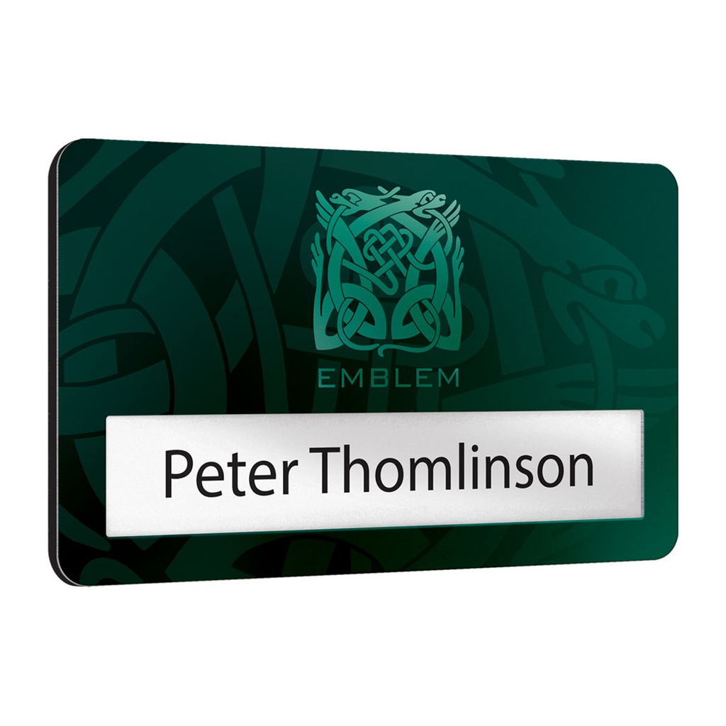 Aluminium Reusable Badge 73 x 44mm 12mm Window