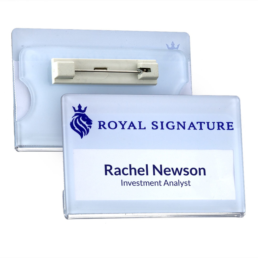 Clear Acrylic Reusable Badge 66 x 42mm 18mm Window
