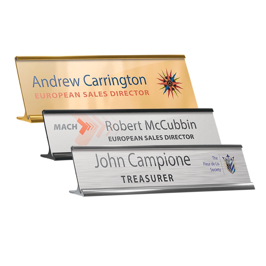 Reusable Metal Desk Nameplate Holder Single Sided 10 ins x 2 ins