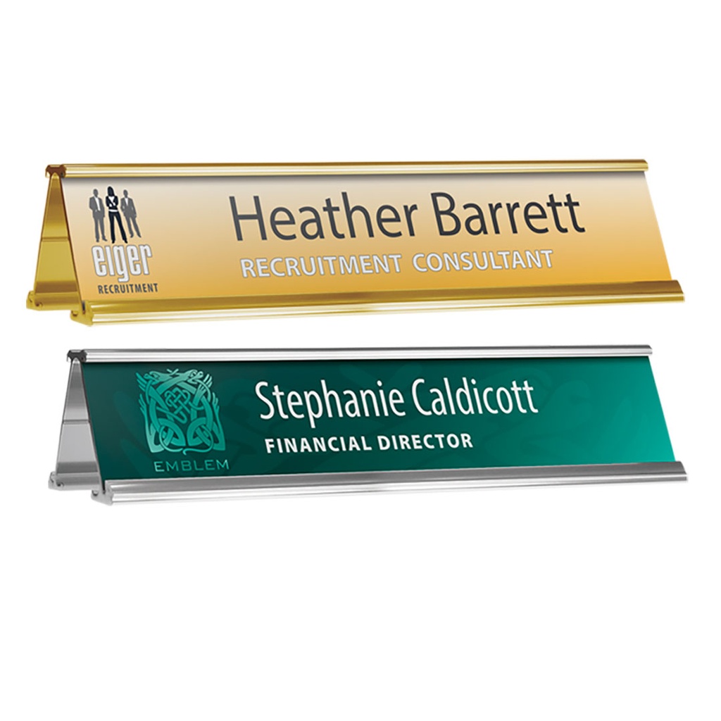 Reusable Metal Desk Nameplate Holder Double Sided 8 ins x 2 ins