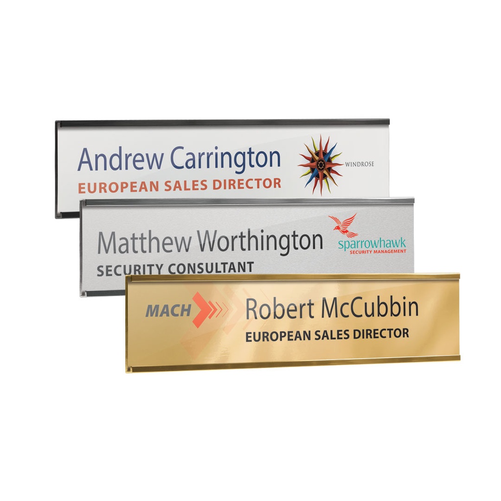 Reusable Metal Wall or Door Nameplate Holder 12 ins x 2 ins