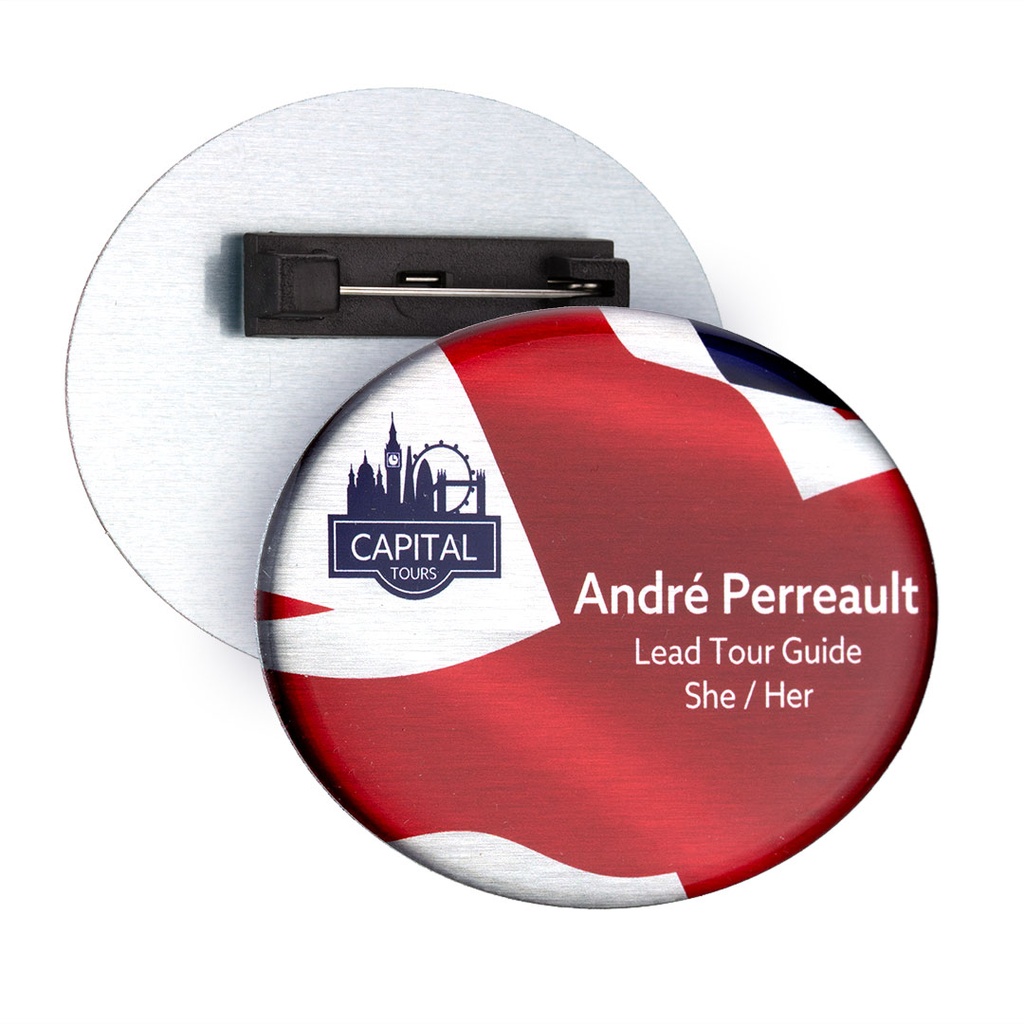 Aluminium Name Badge 70mm x 53mm Oval Domed