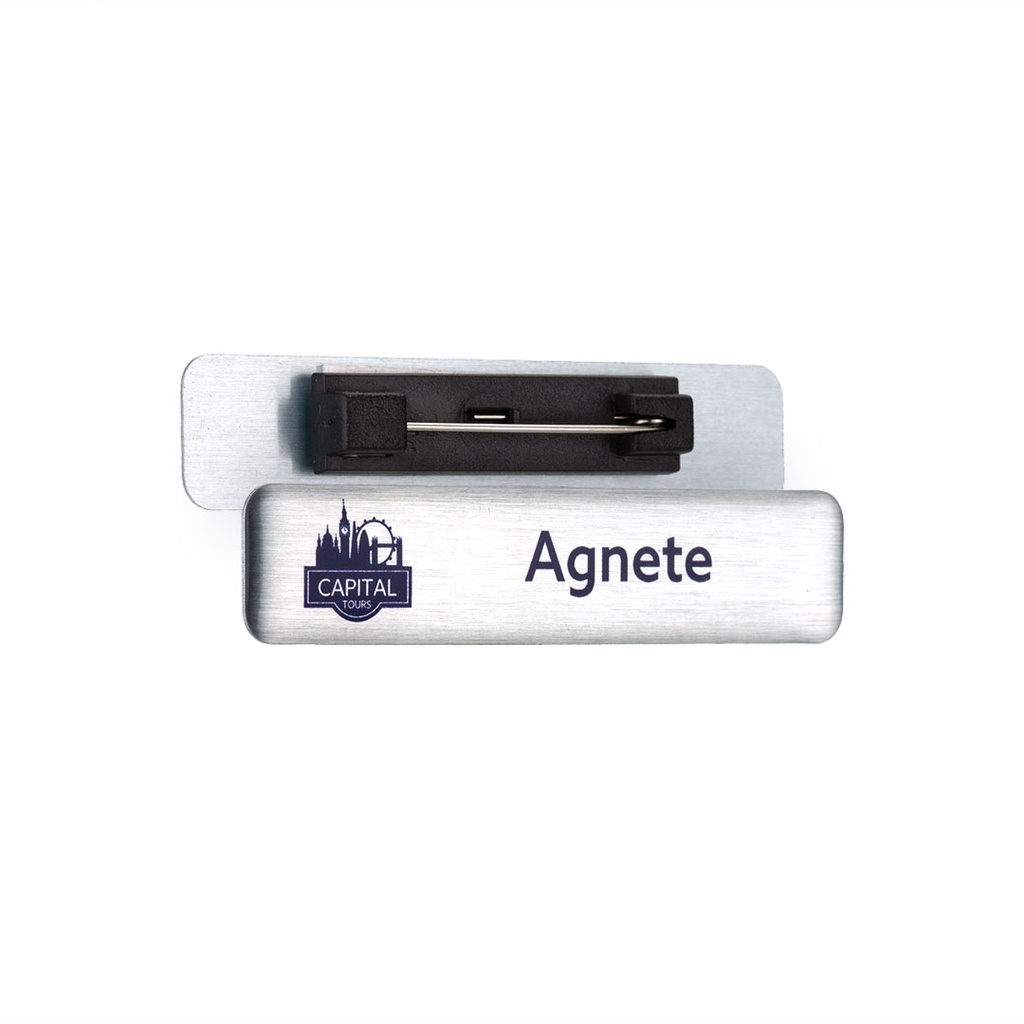 Aluminium Name Badge 64mm x 14mm Domed