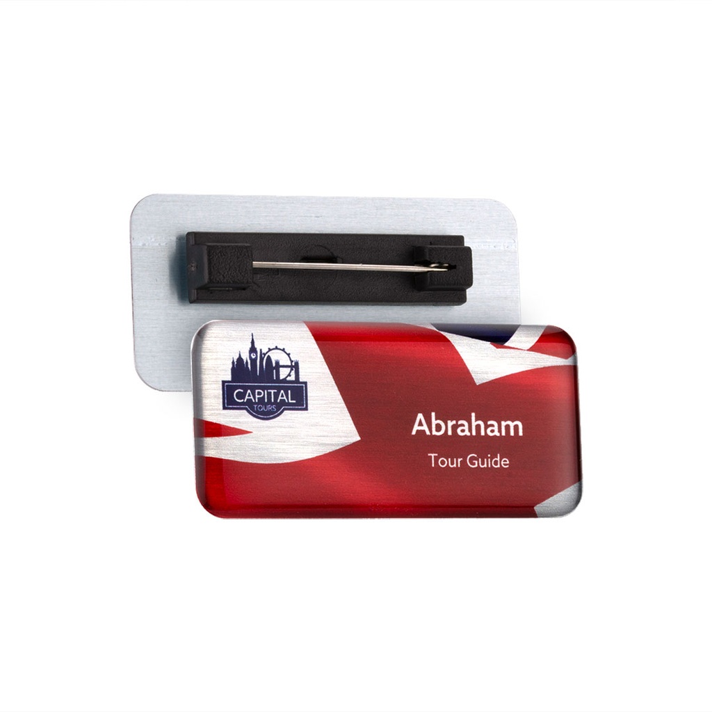 Aluminium Name Badge 54mm x 25mm Domed