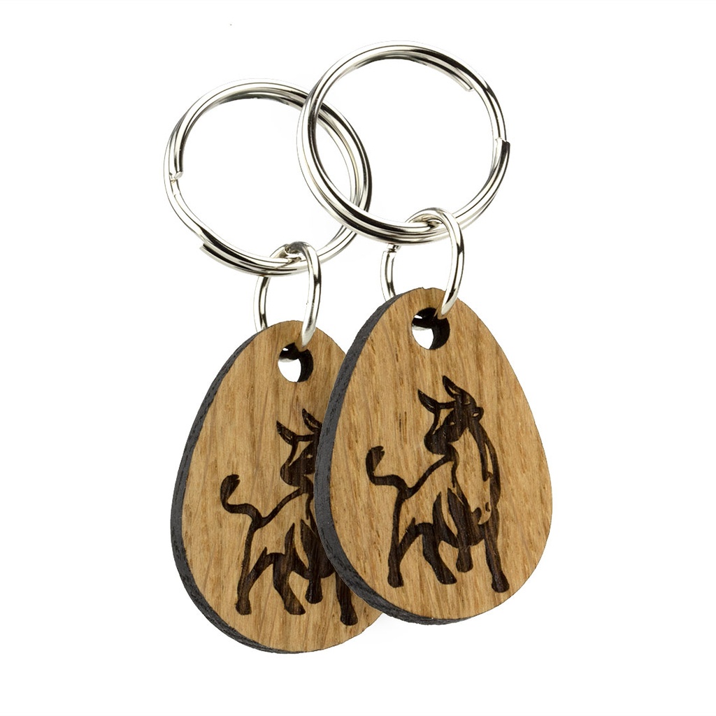 Oak Keyring Double Side Engraved 46mm x 34mm Oval