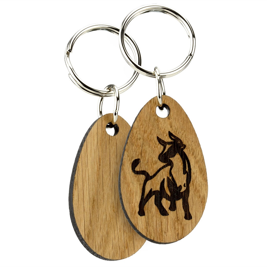 Oak Keyring Single Side Engraved 55mm x 33mm Oval