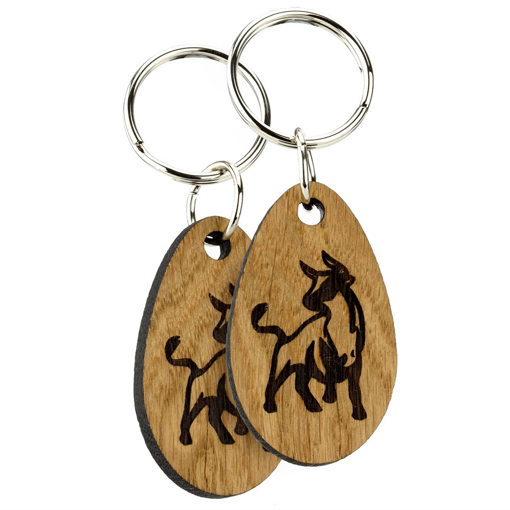 Oak Keyring Double Sided Engraved 55mm x 33mm Oval