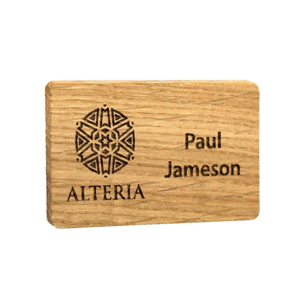 Real Wood Badge 73mm x 44mm