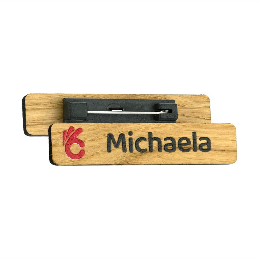 WDB6 Real Wood Badge 64mm x 14mm