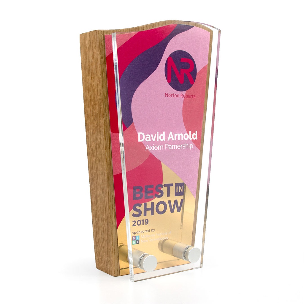 Wave Top Award 80mm x 150mm With Metal Plate & Acrylic Front
