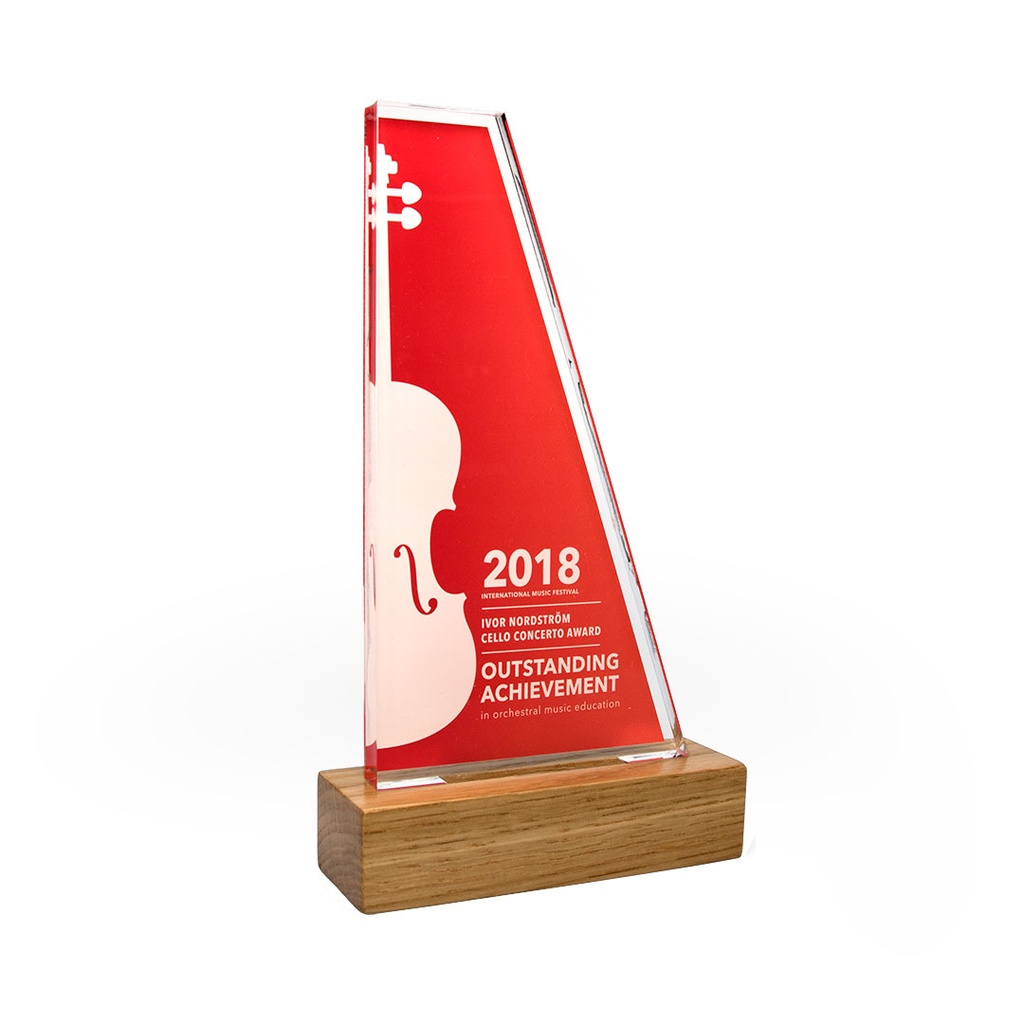 Wedge Acrylic Award 95mm x 175mm With 28mm Wooden Base