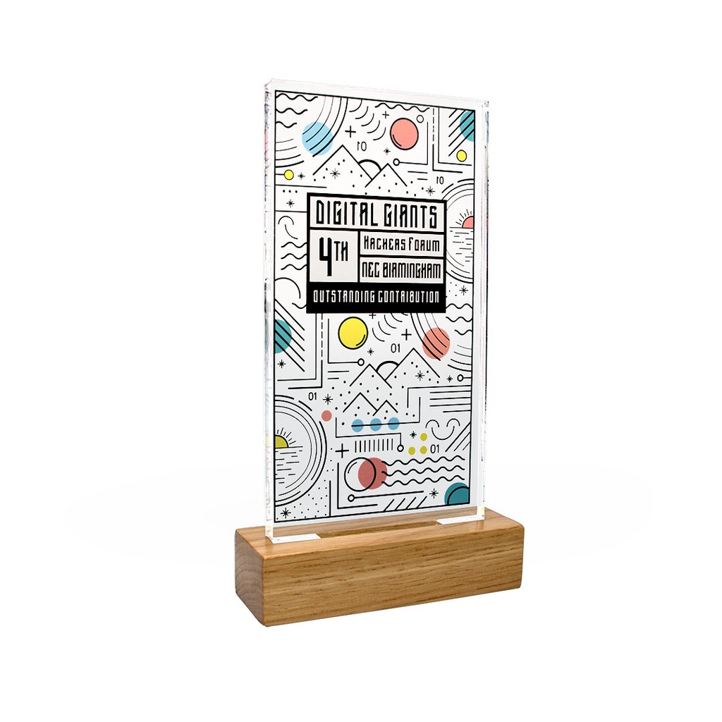 Oblong Acrylic Award 125mm x 225mm With 28mm Wooden Base