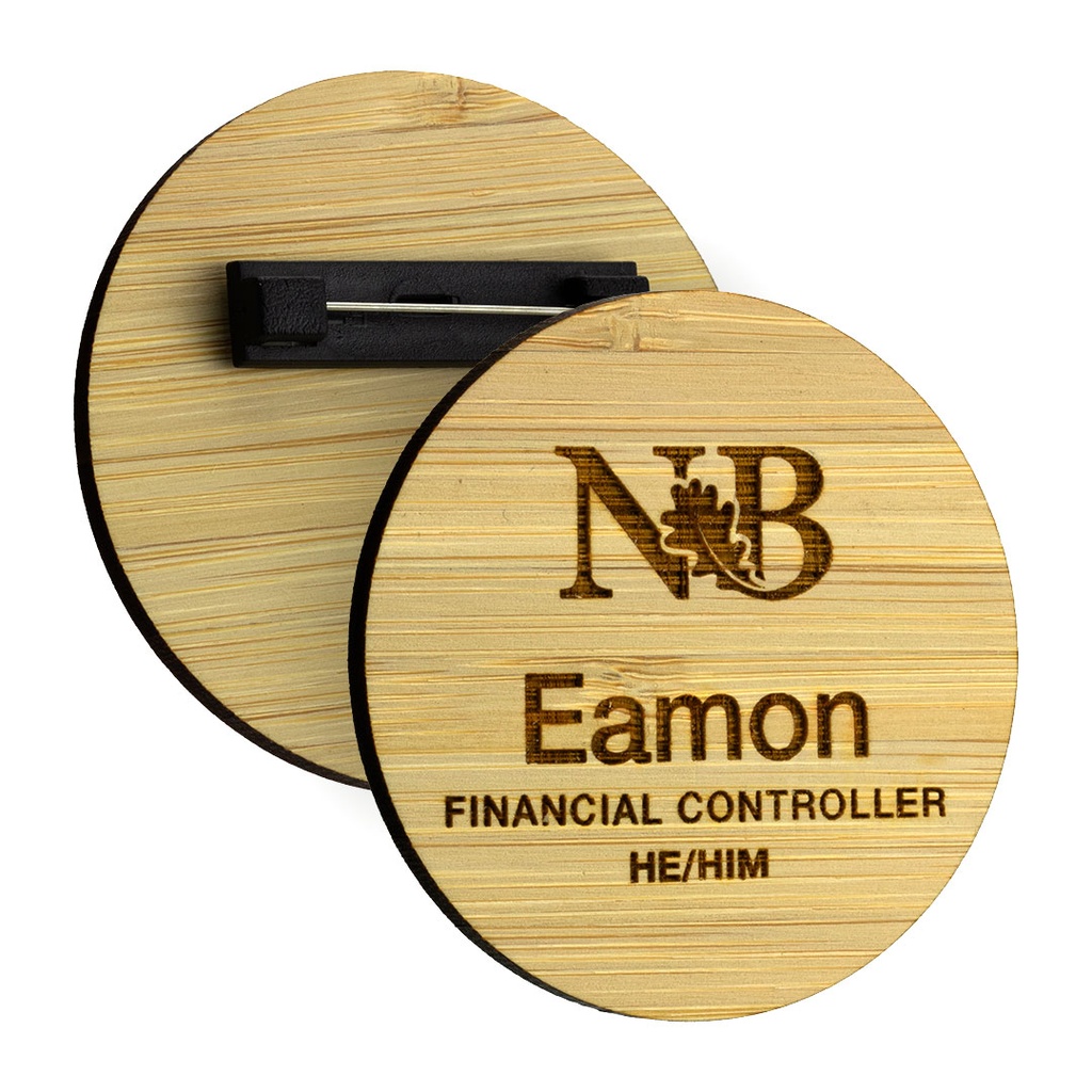 Bamboo Name Badge 63mm Round