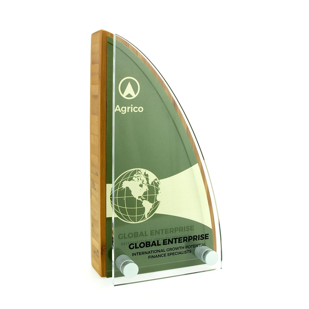 Bamboo Sail Award 110mm x 200mm With Metal Plate & Acrylic Front