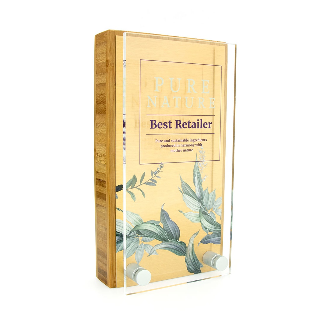 Bamboo Oblong Award 95mm x 175mm With Metal Plate & Acrylic Front