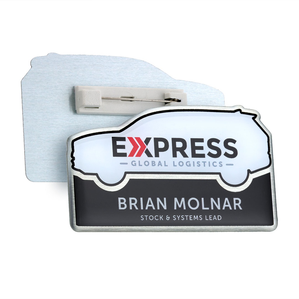 Bespoke Aluminium Name Badge Upto 86mm x 54mm Domed