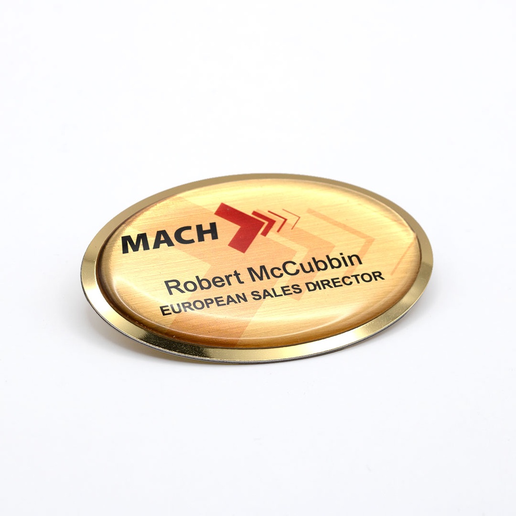 Excel Framed Name Badge 60mm x 40mm Oval Domed