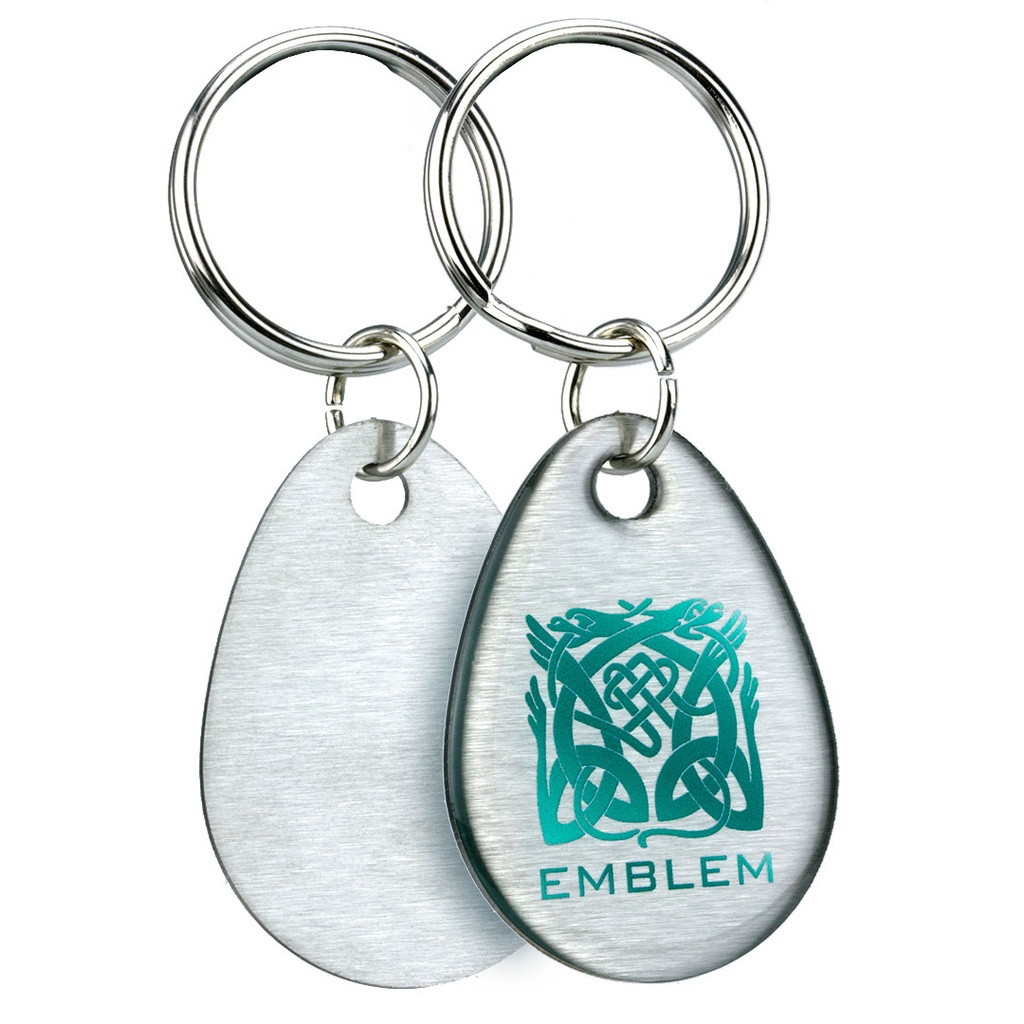 Single Sided Stainless Steel Brushed Finish Keyring