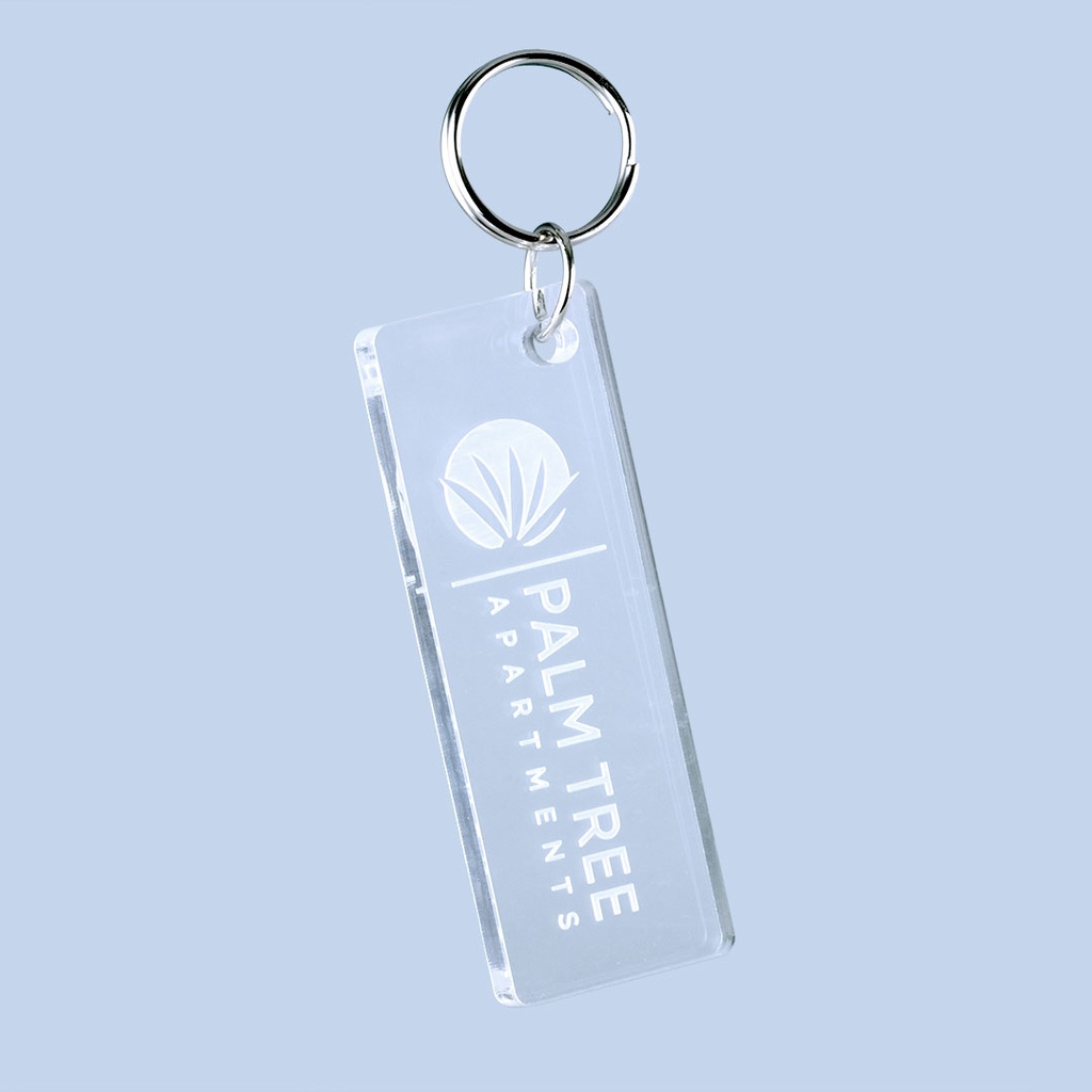 Large Acrylic Engraved Keyring 100mm x 35mm Oblong