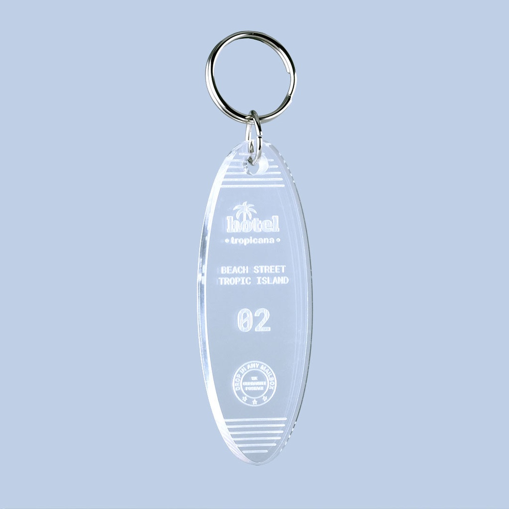 Large Acrylic Engraved Keyring 100mm x 35mm Oval