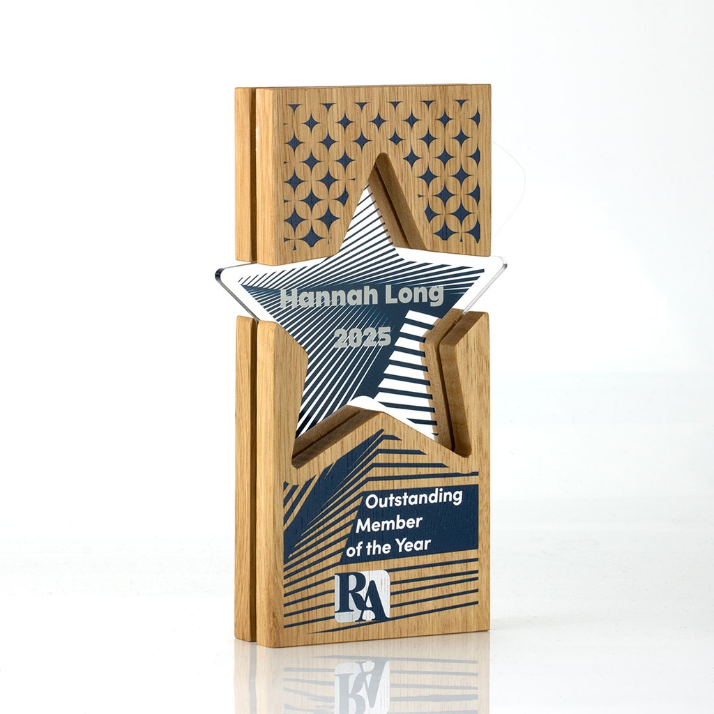 Oak Layered Acrylic Inset Star Award