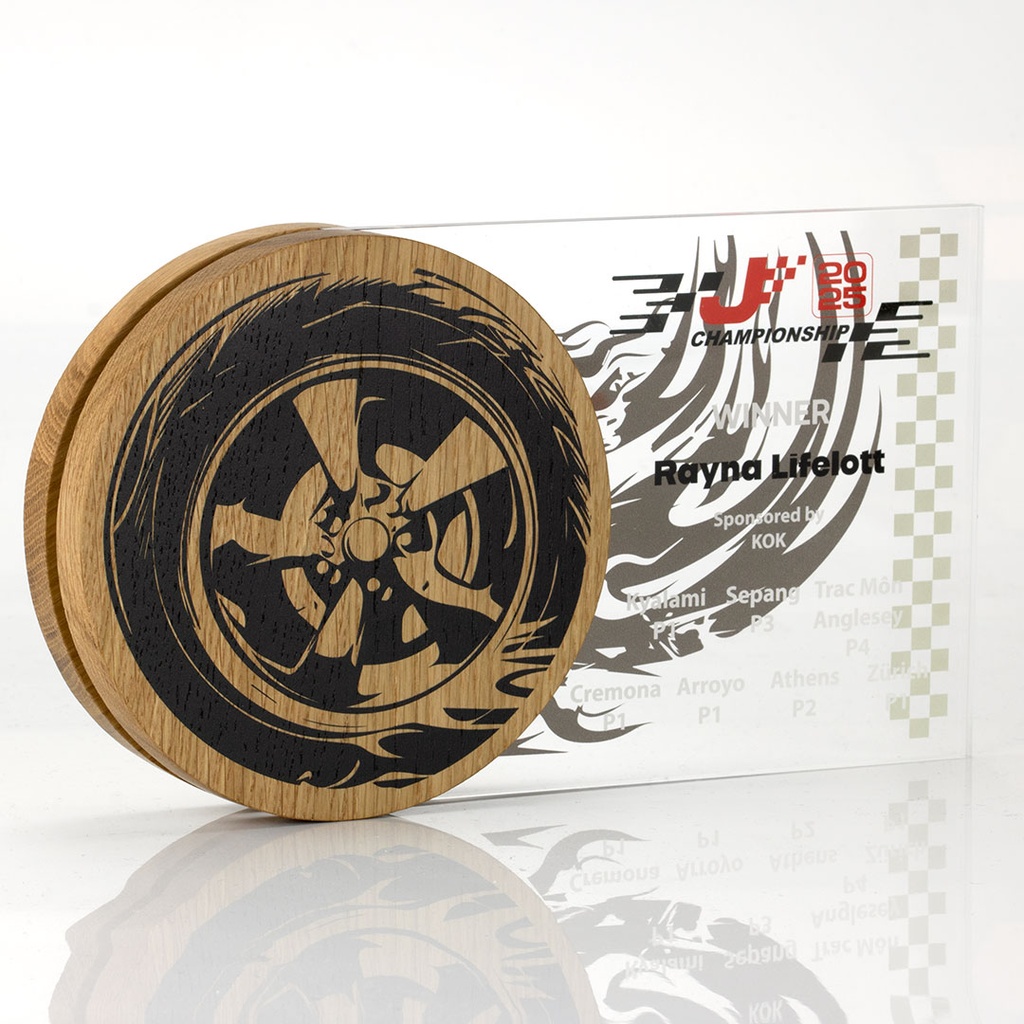 Oak Layered Acrylic Offset Circle Award