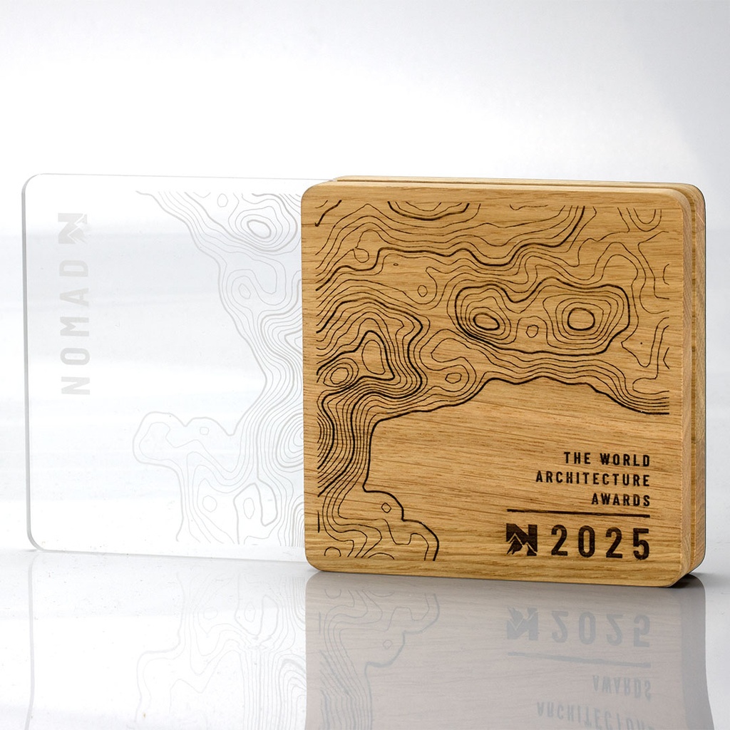 Oak Layered Acrylic Offset Square Award