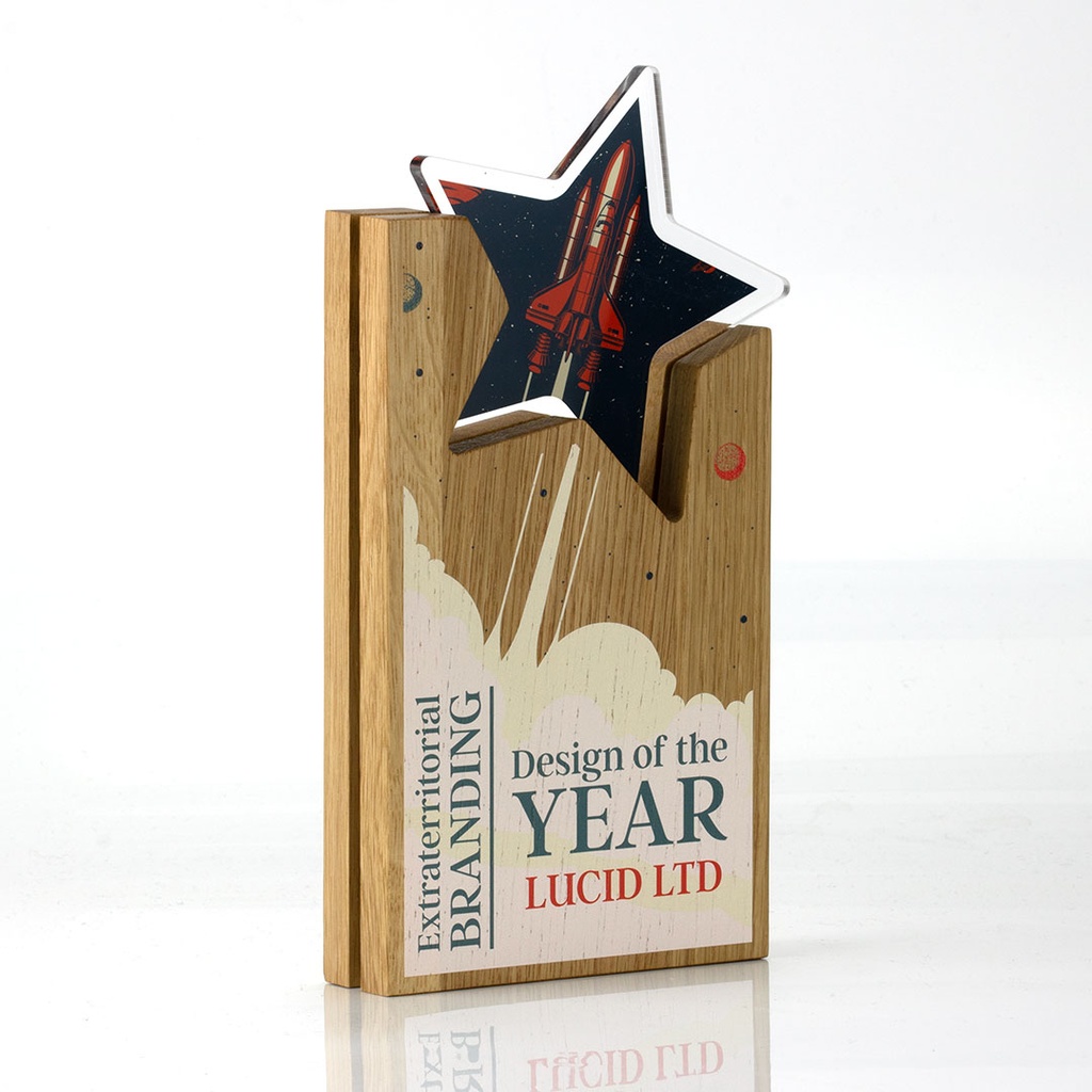 Oak Layered Acrylic Hovering Star Award