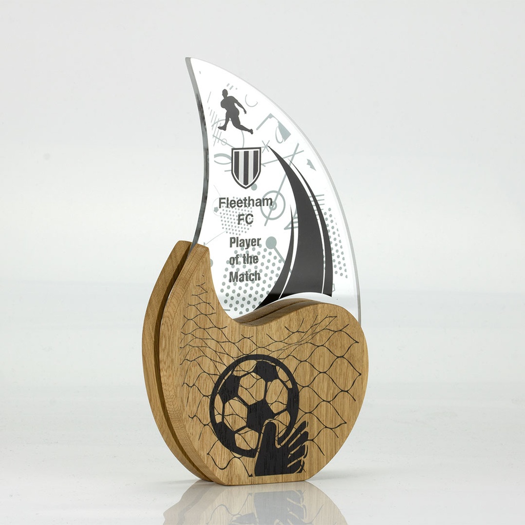 Oak Layered Acrylic Teardrop Award