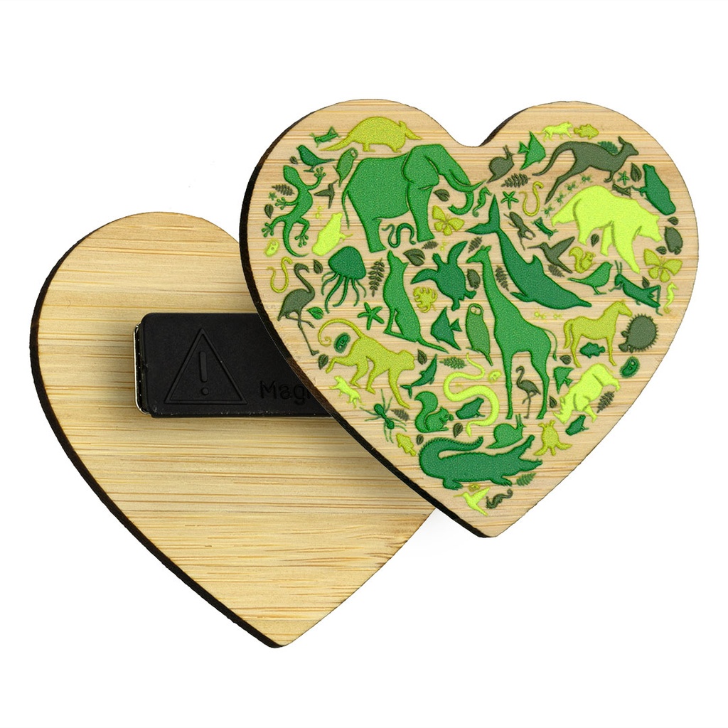 Bamboo Printed Pin Badge with Magnet Fitting Upto 70x70mm